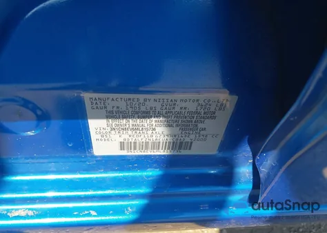 2021 Nissan Versa Sv Xtronic Cvt из США, поврежденный, VIN 3N1CN8EV6ML815736